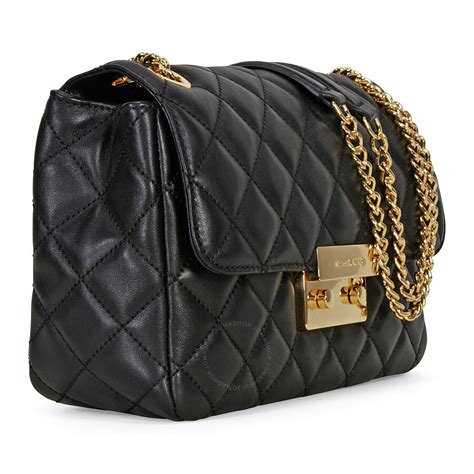 michael kors lg quilted leather satchel black ns|Michael Kors crossbody bag.